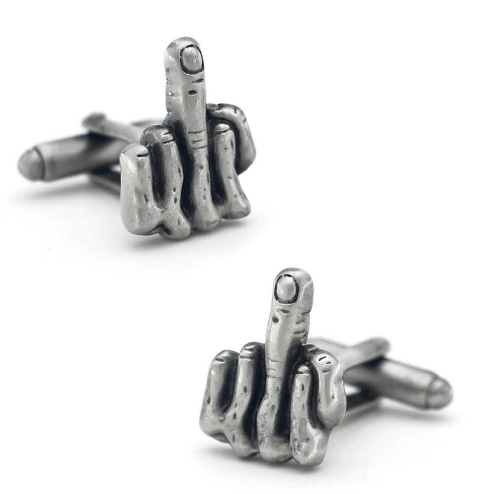 Iconic Johnny Cash flipping the Bird Gun Metal finish Cufflinks NEW